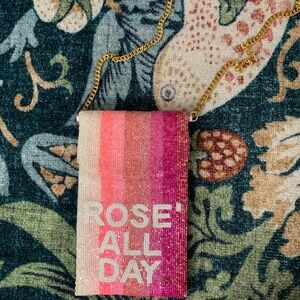Rose' All Day Handmade Beaded Pink Crossbody Bag